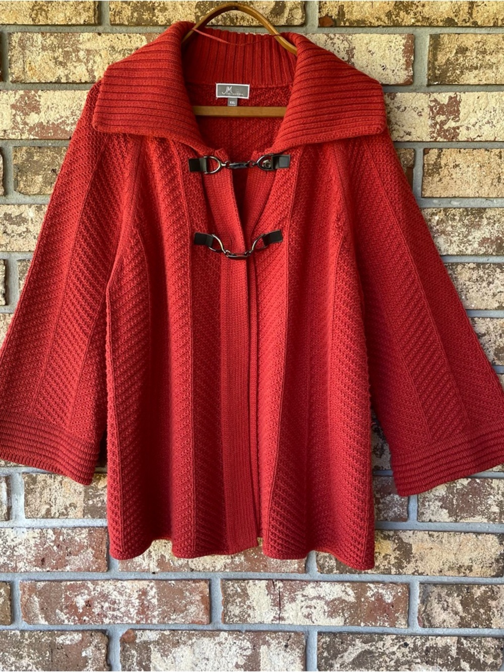 JM Collection Cardigan Cable Knit Sweater Flared Sleeves Size XXL Excellent!
